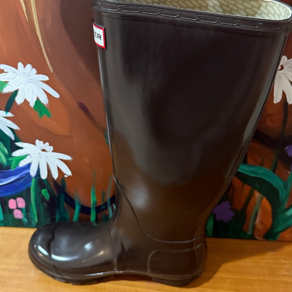Rare! Hunter Original Tall Wellies iCocoa Gloss Brown 6M 7F UK5 EU38 - Picture 16 of 16
